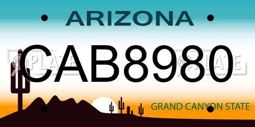 CAB8980 Arizona License Plate