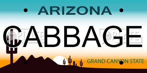 CABBAGE Arizona License Plate