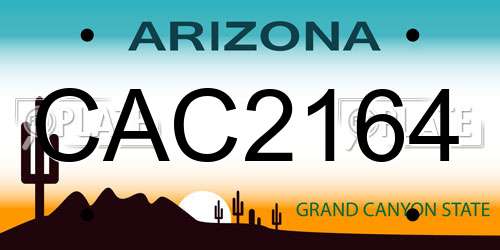 CAC2164 Arizona License Plate