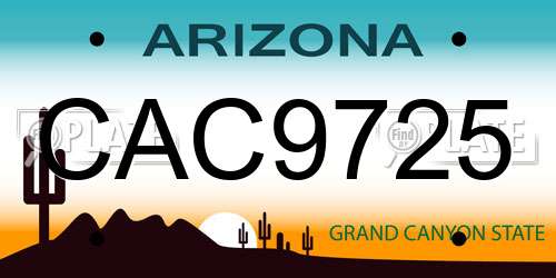 CAC9725 Arizona License Plate