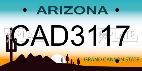 CAD3117 Arizona License Plate