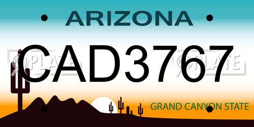 CAD3767 Arizona License Plate