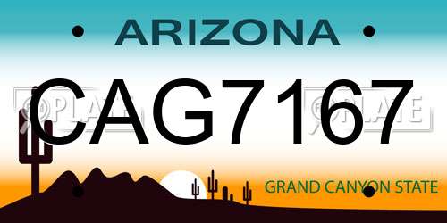 CAG7167 Arizona License Plate