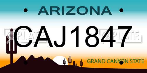 CAJ1847 Arizona License Plate