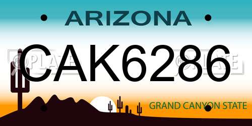 CAK6286 Arizona License Plate