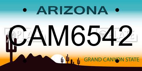 CAM6542 Arizona License Plate