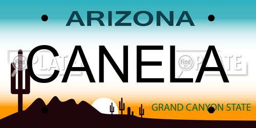 CANELA Arizona License Plate