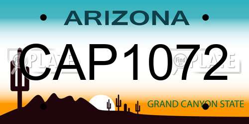 CAP1072 Arizona License Plate
