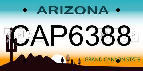 CAP6388 Arizona License Plate