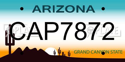 CAP7872 Arizona License Plate