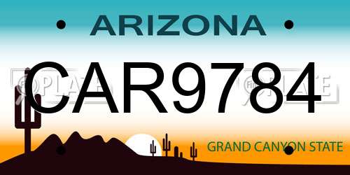 CAR9784 Arizona License Plate