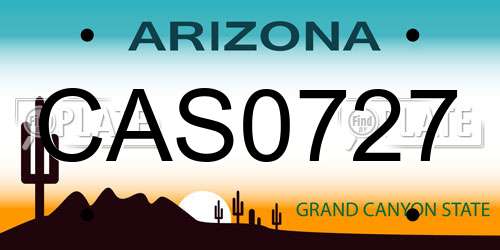 CAS0727 Arizona License Plate