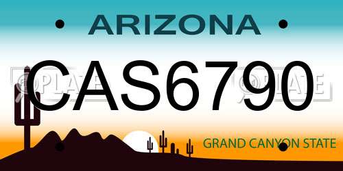 CAS6790 Arizona License Plate