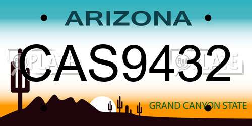 CAS9432 Arizona License Plate
