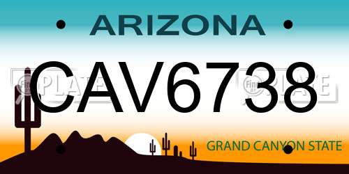 CAV6738 Arizona License Plate
