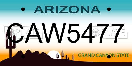 CAW5477 Arizona License Plate
