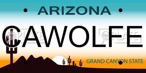 CAWOLFE Arizona License Plate