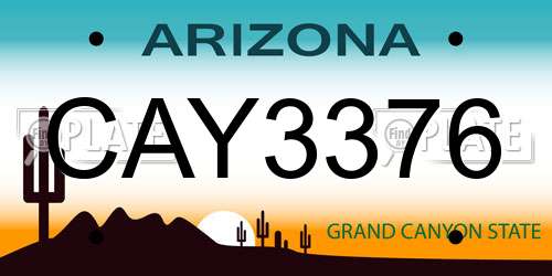 CAY3376 Arizona License Plate
