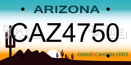 CAZ4750 Arizona License Plate