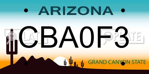 CBA0F3 Arizona License Plate