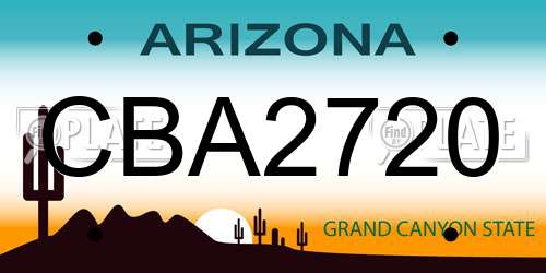 CBA2720 Arizona License Plate