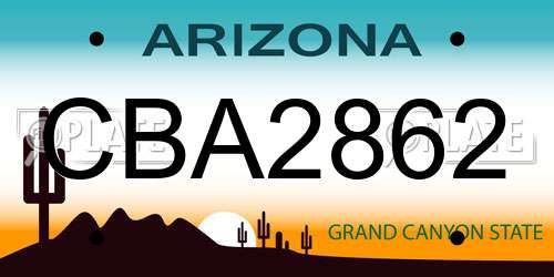 CBA2862 Arizona License Plate