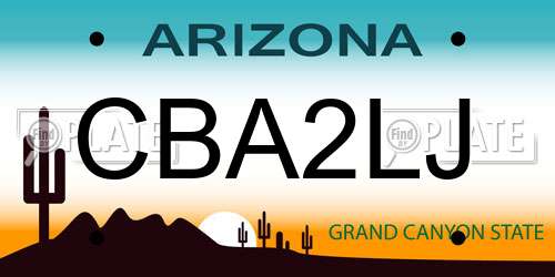 CBA2LJ Arizona License Plate