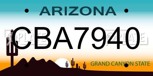 CBA7940 Arizona License Plate