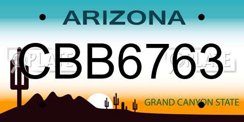 CBB6763 Arizona License Plate