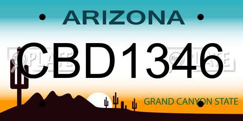 CBD1346 Arizona License Plate