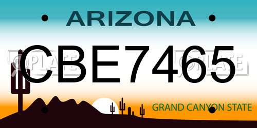 CBE7465 Arizona License Plate