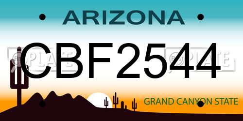CBF2544 Arizona License Plate