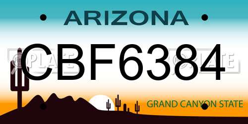 CBF6384 Arizona License Plate