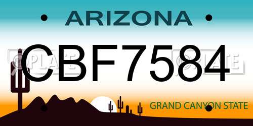 CBF7584 Arizona License Plate