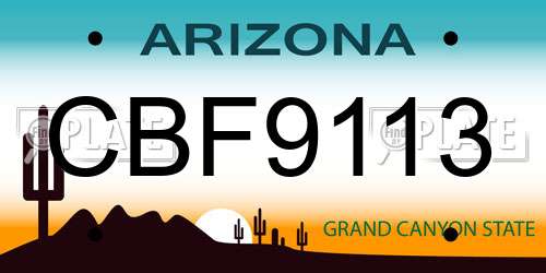 CBF9113 Arizona License Plate