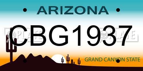 CBG1937 Arizona License Plate