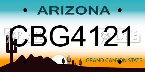 CBG4121 Arizona License Plate