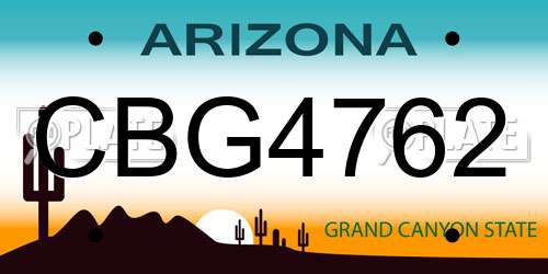 CBG4762 Arizona License Plate