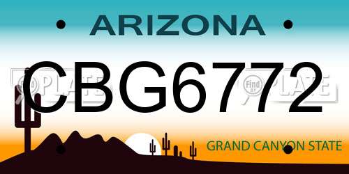 CBG6772 Arizona License Plate