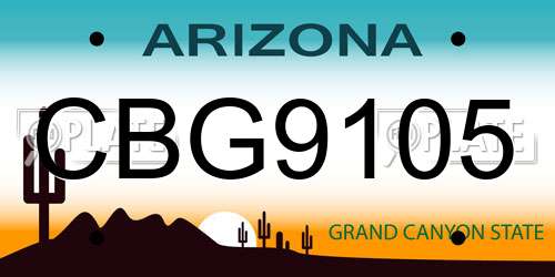 CBG9105 Arizona License Plate