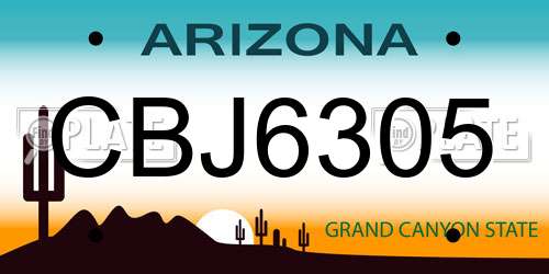 CBJ6305 Arizona License Plate