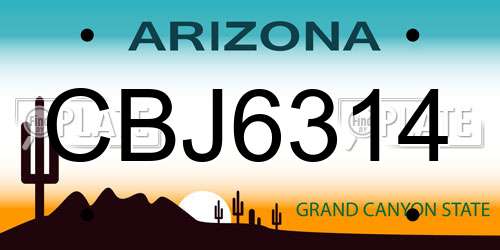 CBJ6314 Arizona License Plate