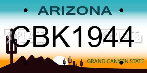 CBK1944 Arizona License Plate