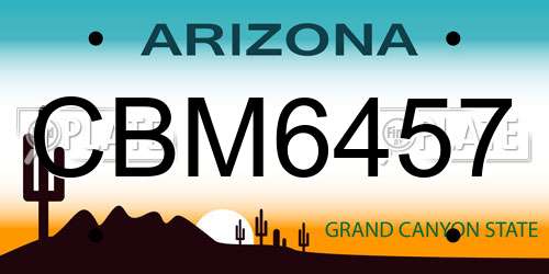 CBM6457 Arizona License Plate