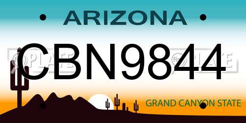 CBN9844 Arizona License Plate