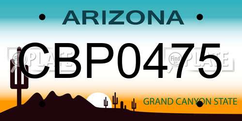 CBP0475 Arizona License Plate