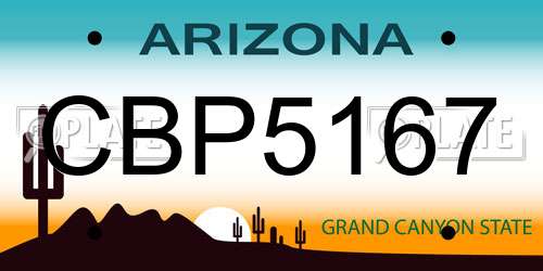 CBP5167 Arizona License Plate