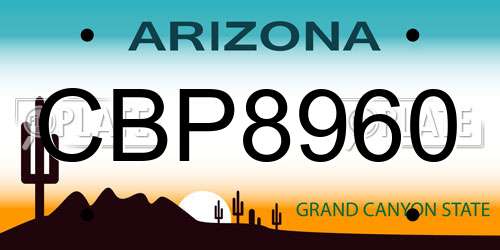CBP8960 Arizona License Plate