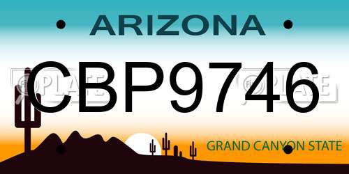 CBP9746 Arizona License Plate