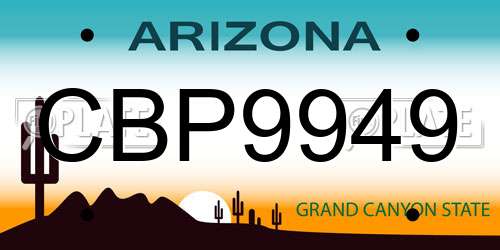 CBP9949 Arizona License Plate